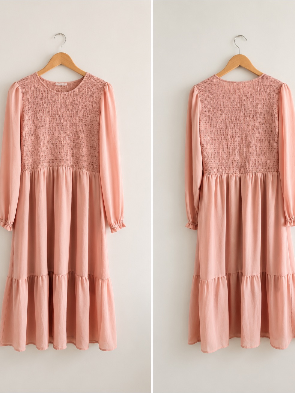 Jillian Harris Mad About Style Smocked Tiered Midi Dress - Blush Pink